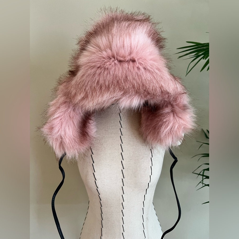 Eugenia Kim Owen Blush Pink Faux Fur Trapper Hat w/ Leather Straps | NWOT